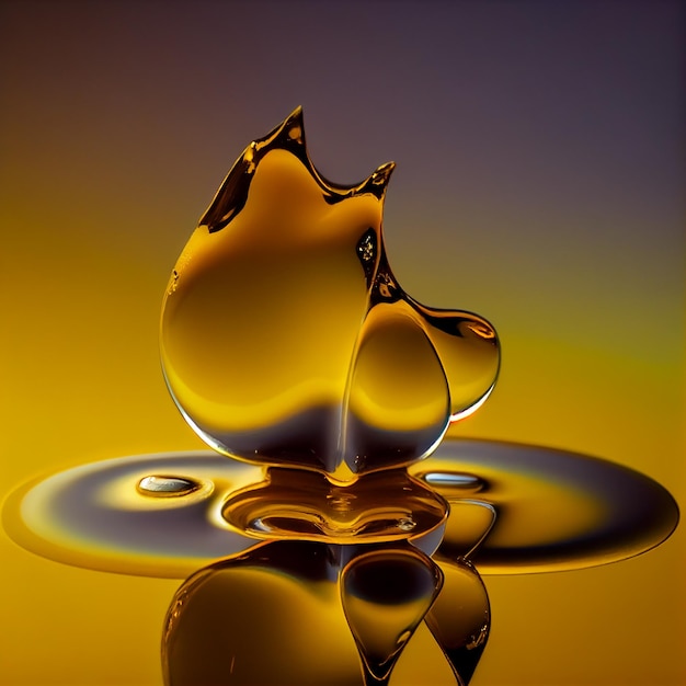 Yellow liquid drops cosmetic oil closeup Skincare essence haircare serum goldengenerative ai