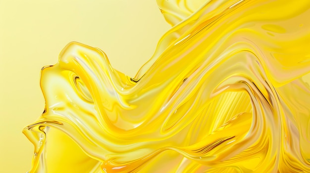 A yellow liquid is flowing on a white background