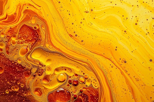 Yellow liquid marble abstract surface background