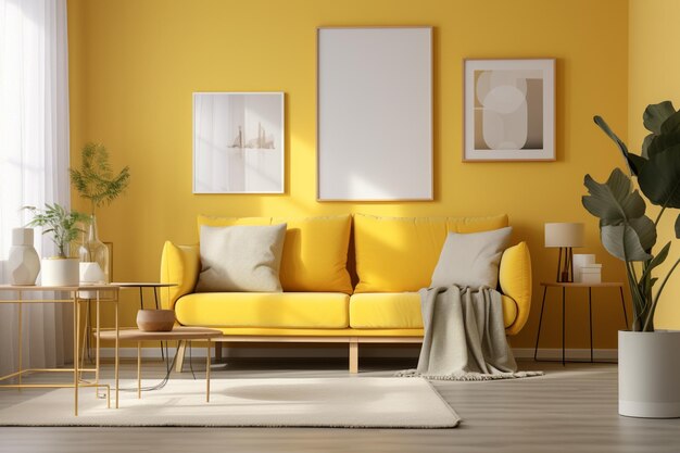 Foto interni del salotto giallo creati con ia generativa