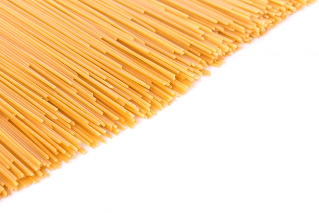 Yellow long spaghetti, Raw spaghetti.