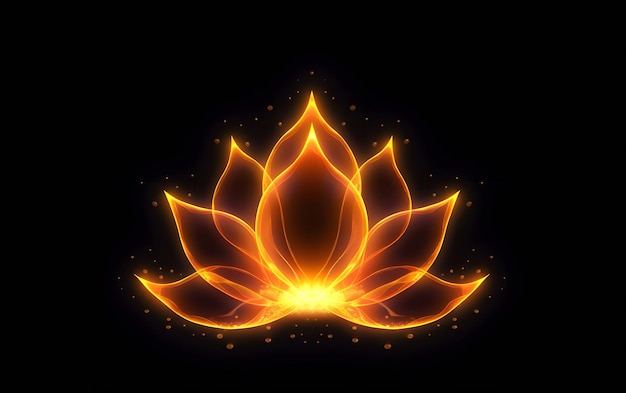 A yellow lotus flower on a black background