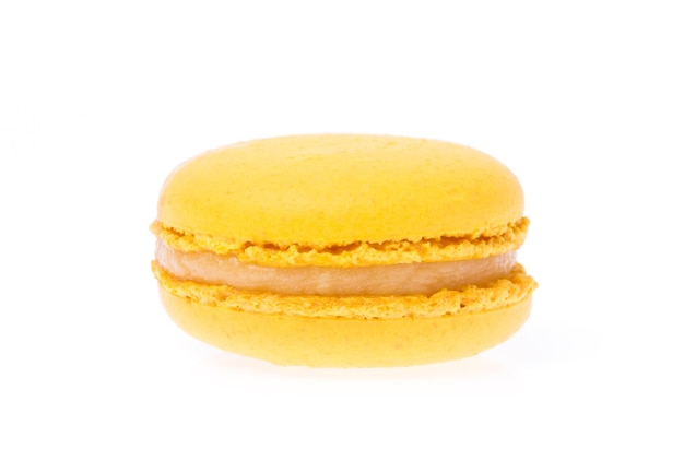 yellow macaron isolated on white background