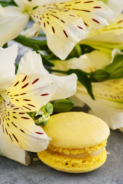 Yellow macaroons from lemons