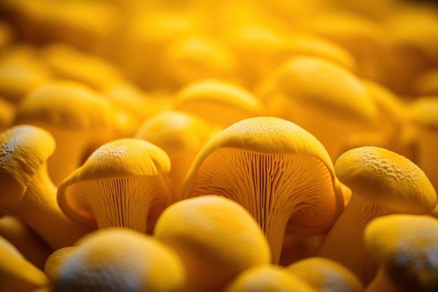 Yellow macro fresh mushroom Summer fungi Generate Ai