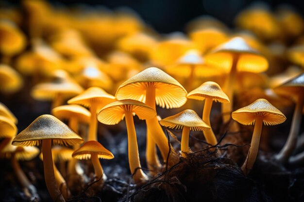 Yellow macro mushroom food Forest plant Generate Ai