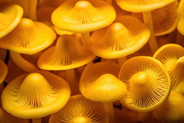 Yellow macro mushroom Fungus forest Generate Ai