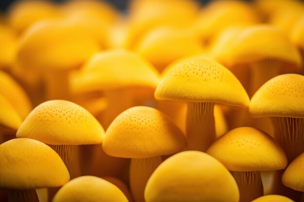 Yellow macro mushroom Fungus forest Generate Ai