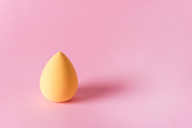 Yellow Make Up Egg Sponge Beauty Blender Pink Background Copy Space