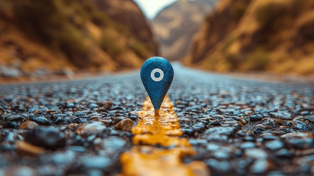 Yellow Marker on Wet Road at Night