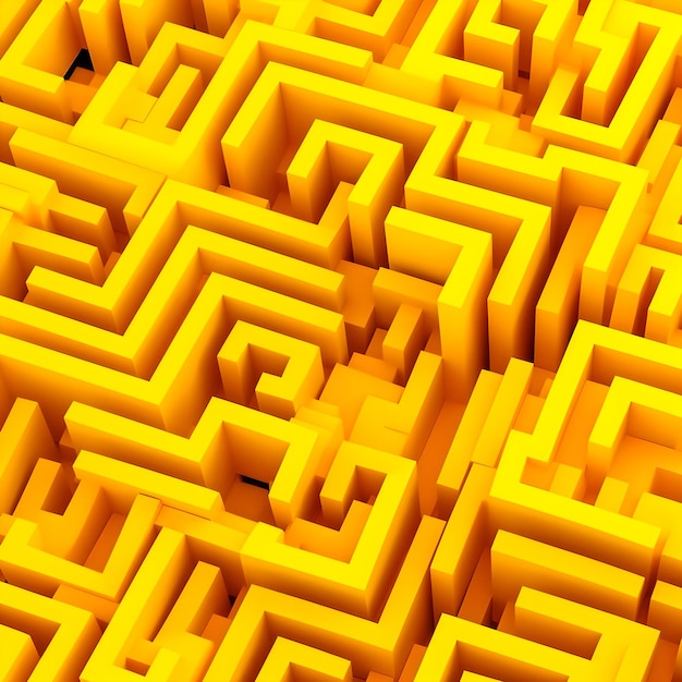 A yellow maze with the letter e on it