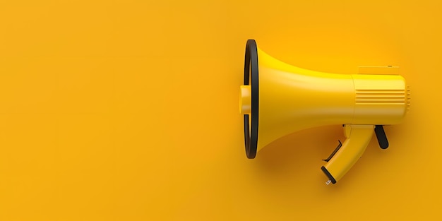 Photo a yellow megaphone with a person on the top of it