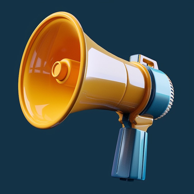 Photo a yellow megaphone with the words  the word  on it