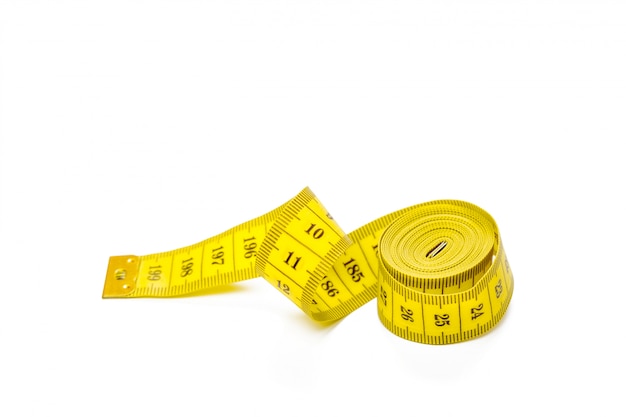 Yellow metric measuring tape isolated