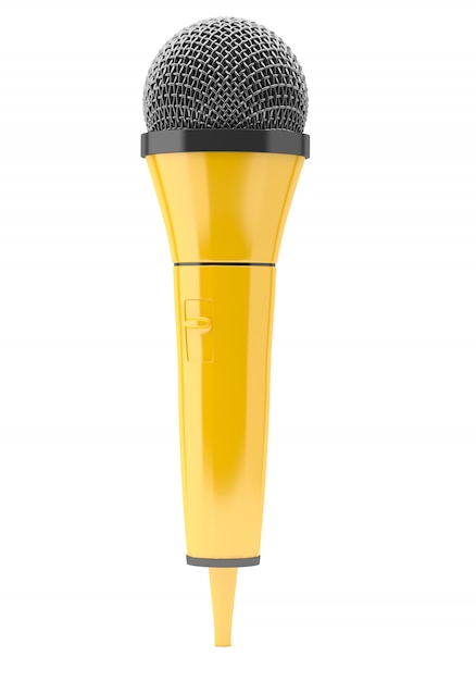 Yellow microphone on blue