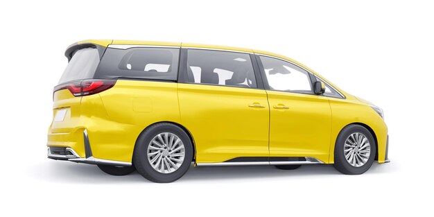 Yellow Minivan family city car Premium Business Car 3D illustration