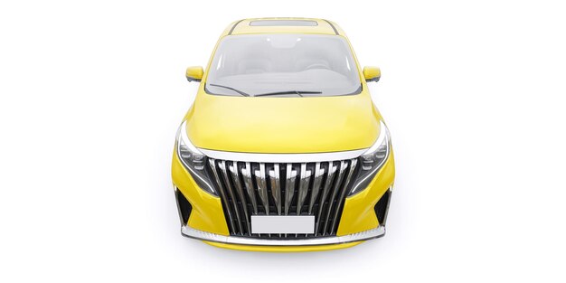 Yellow Minivan family city car Premium Business Car 3D illustration