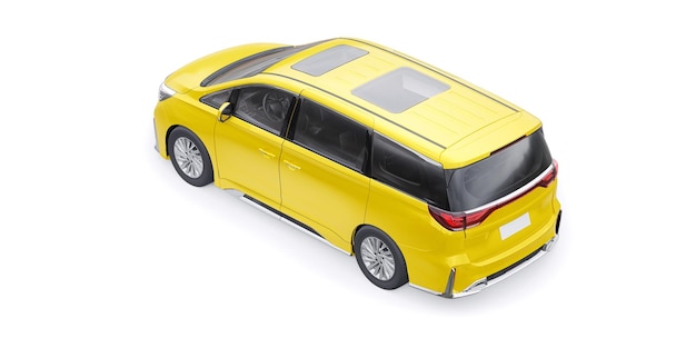 Yellow Minivan family city car Premium Business Car 3D illustration