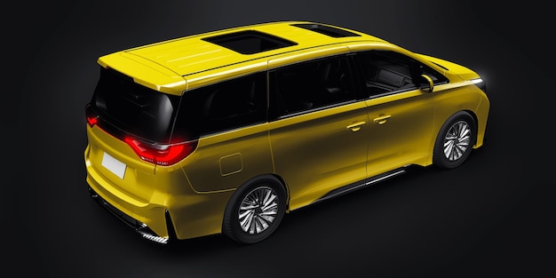 Yellow Minivan family city car Premium Business Car 3D illustration