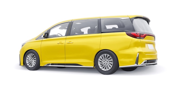 Yellow Minivan family city car Premium Business Car 3D illustration