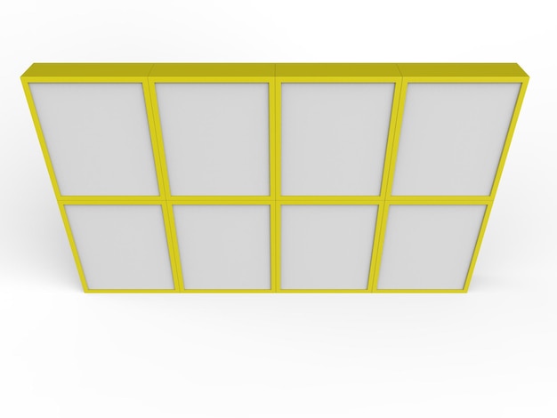 Yellow mockup blank multimedia wall 3d illustration