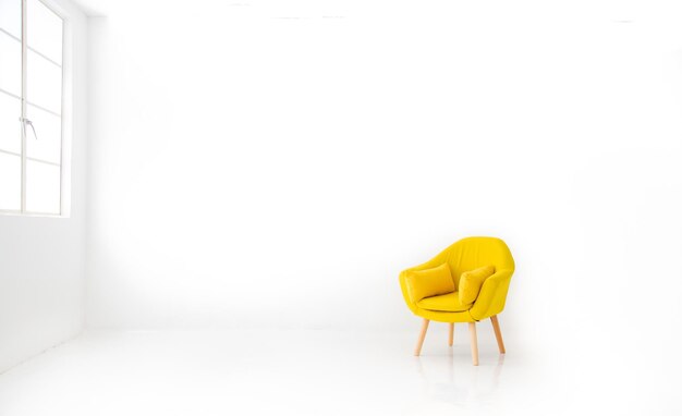 Photo yellow modern armchair at living hall