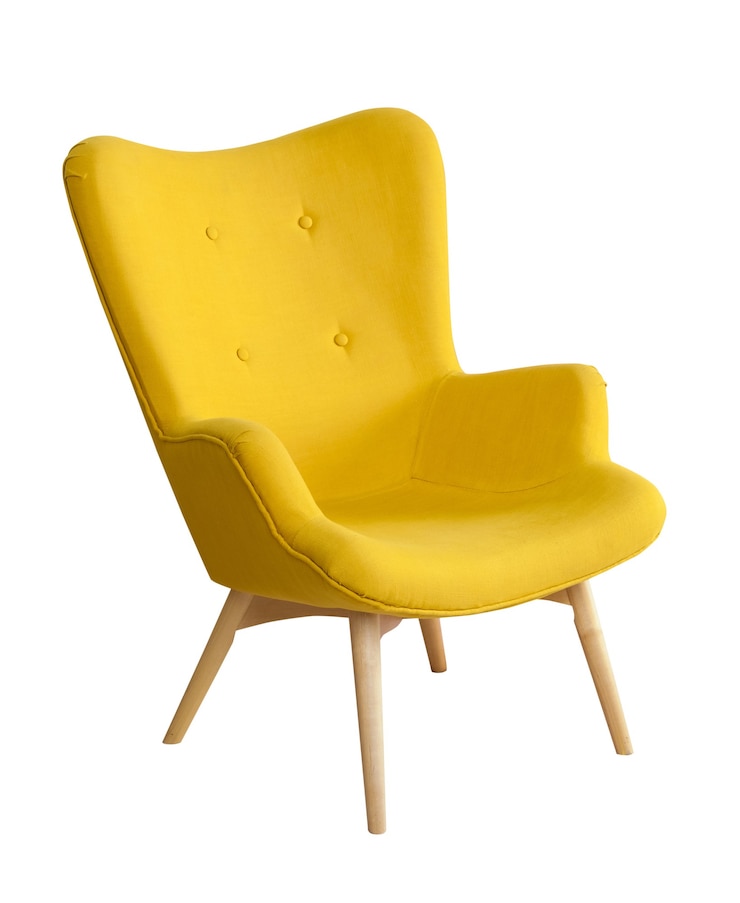 Photo yellow modern chair isloated on white background