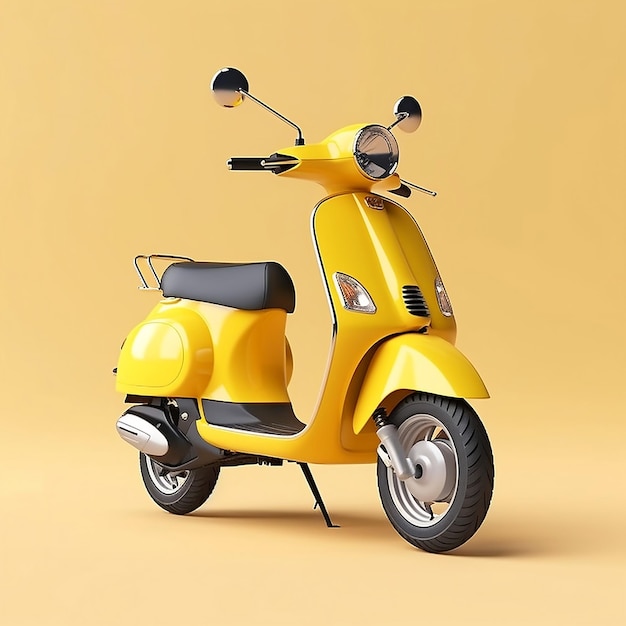 Yellow moped on a plain yellow background AI