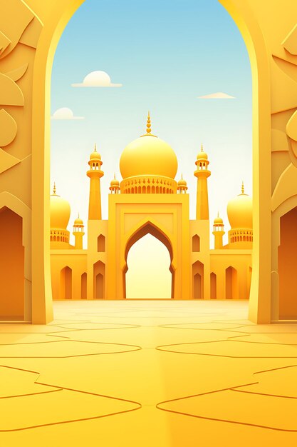 Photo yellow mosque illustration