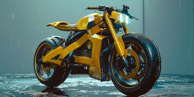 Photo a yellow motorcycle with the number 2 on it