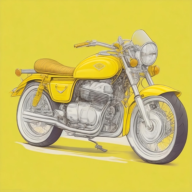 A yellow motorcycle with a yellow background that says quot motorcycle quot