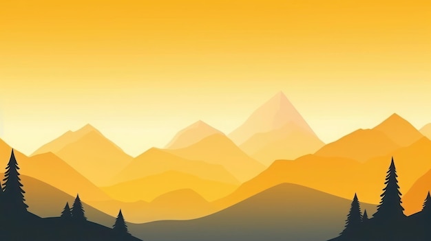 Yellow mountain illustration