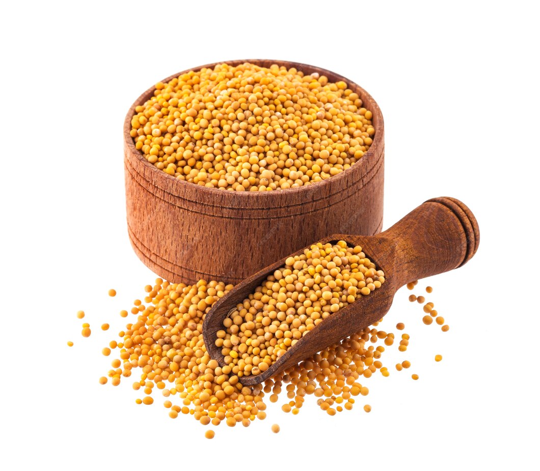 Premium Photo Yellow mustard seeds isolated on white background