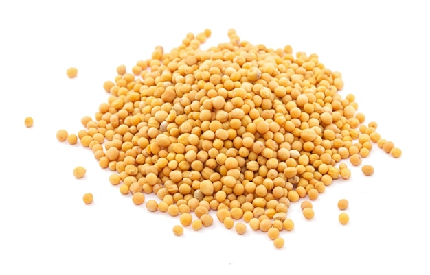 Yellow mustard seeds isolated