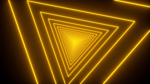 Premium Photo | Yellow neon triangles tech background 3d rendering