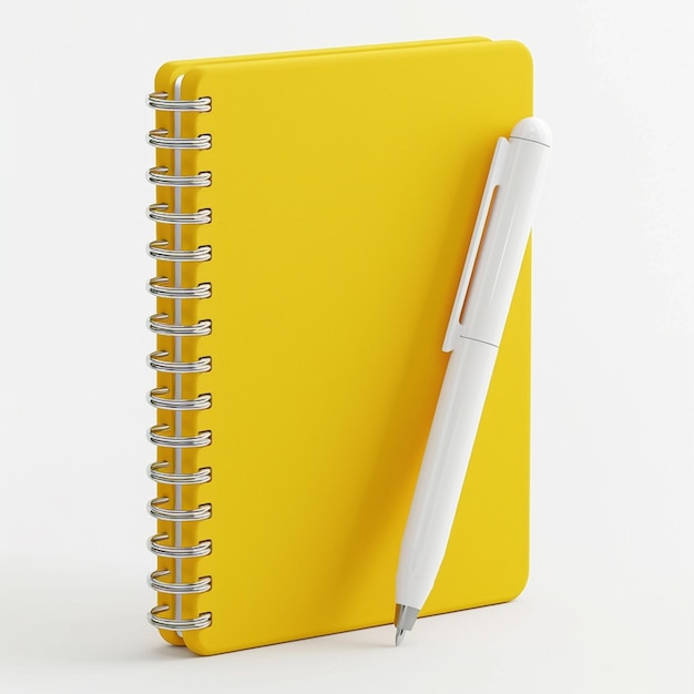 a yellow notebook with a pen on it is shown