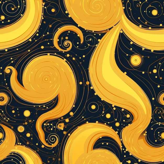 A yellow and orange abstract pattern with the spirals.