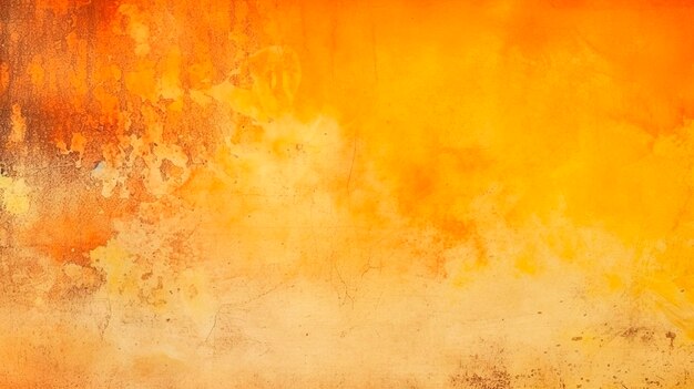 Yellow orange background with texture and distressed vintage grunge and watercolor Generative Ai