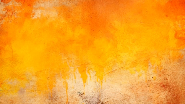 Yellow orange background with texture and distressed vintage grunge and watercolor Generative Ai