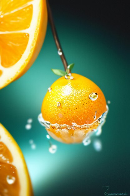 Yellow orange fruit slice orange juice display business promotion advertising background