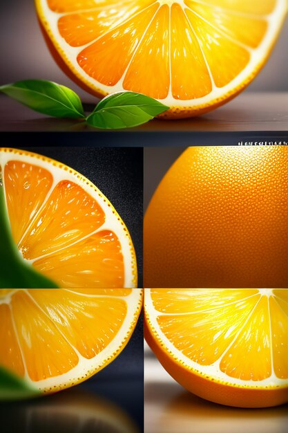 Photo yellow orange fruit slice orange juice display business promotion advertising background