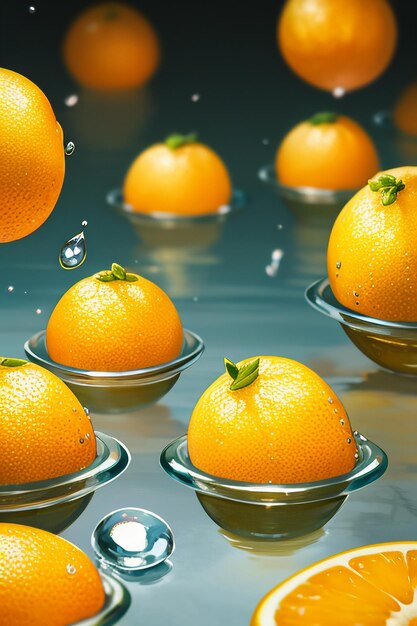 노란 오렌지 과일 조각 오렌지 주스 디스플레이 사업 홍보 광고 배경