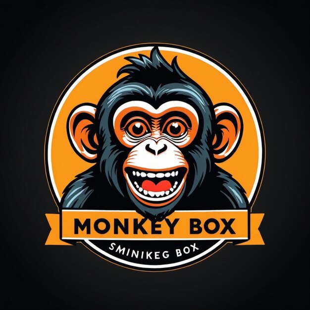 Photo a yellow and orange logo for monkey box