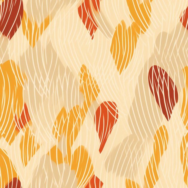 Photo a yellow and orange pattern with leaves and leaves.