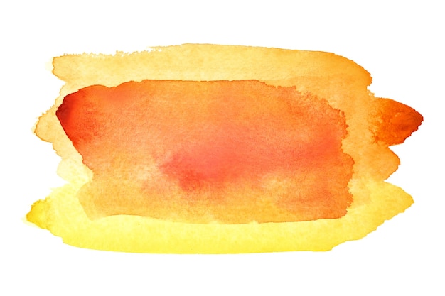 Yellow orange watercolor brush strokes. Vivid element for your design