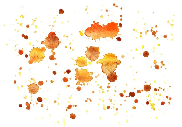 Photo yellow orange watercolor stains splashes blots