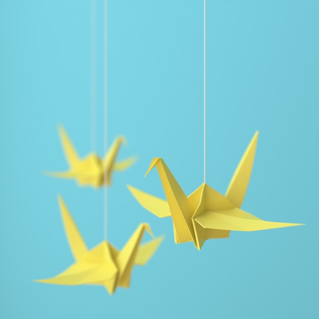 Желтый журавлик оригами