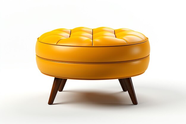 Photo a yellow ottoman with wooden legs