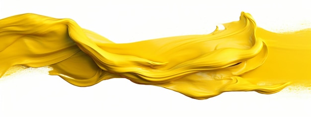 Yellow paint splash on white background panoramic image
