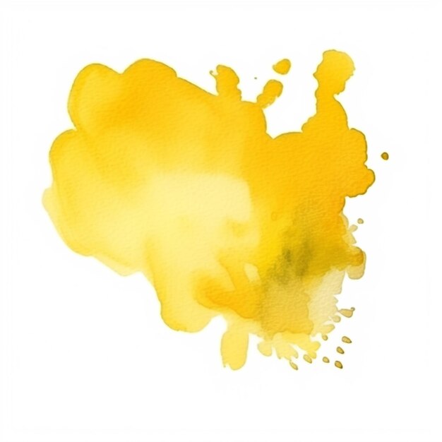 Photo yellow paint splashs on a white background generative ai